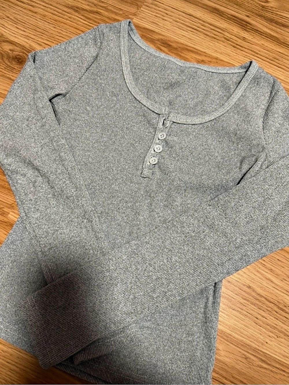 Gray Ribbed Long Sleeve
